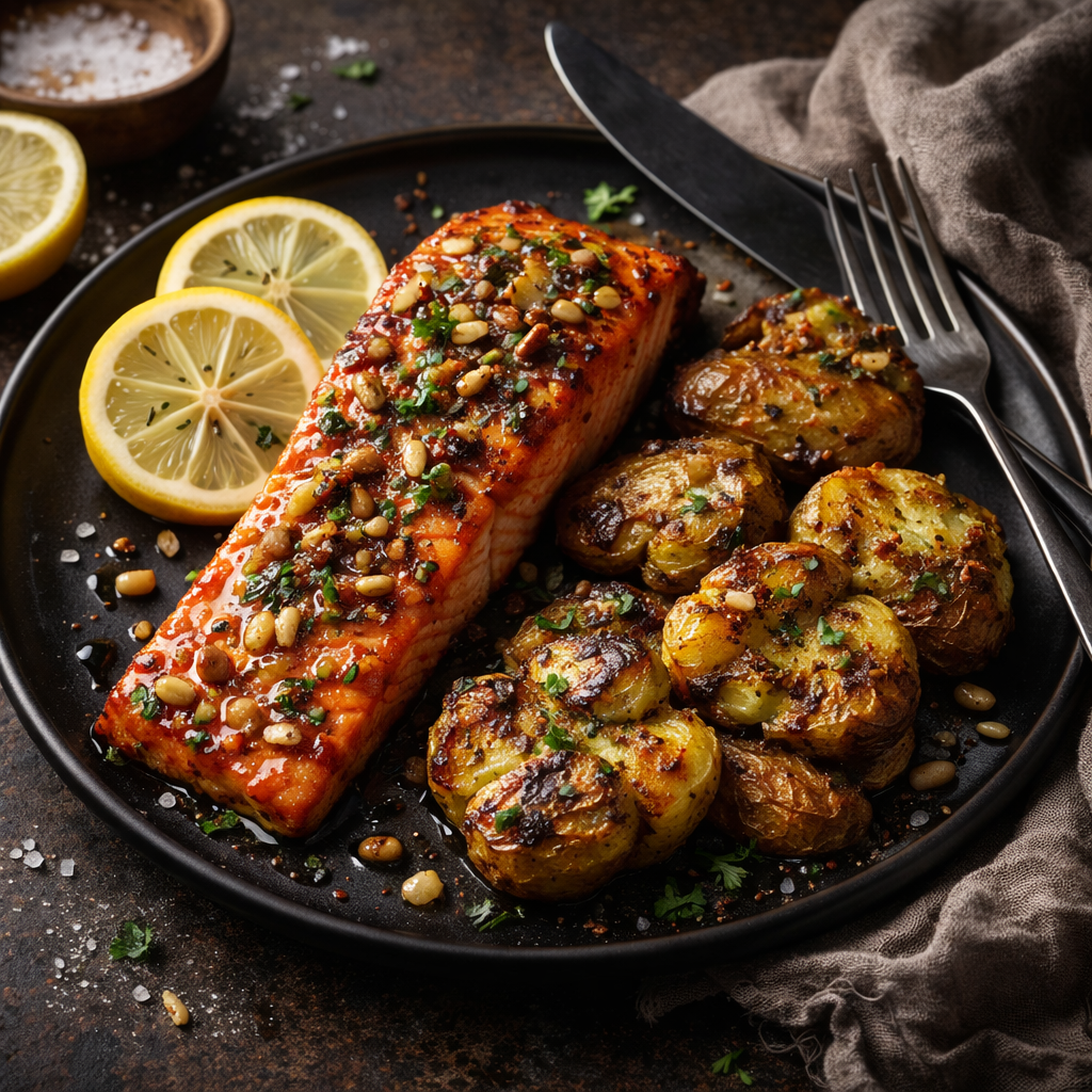 Gordon Ramsay Salmon with Smashed Potatoes